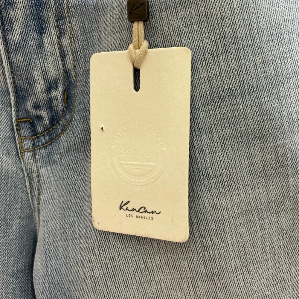 KanCan High Rise Cropped Straight Jeans‎ 26 Light Wash Raw Hem Minimalist Y2K